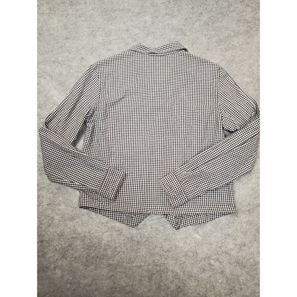 Lemon Grass Women's Small Black & White Check Button Up Christmas Theme Blouse - Picture 2 of 8